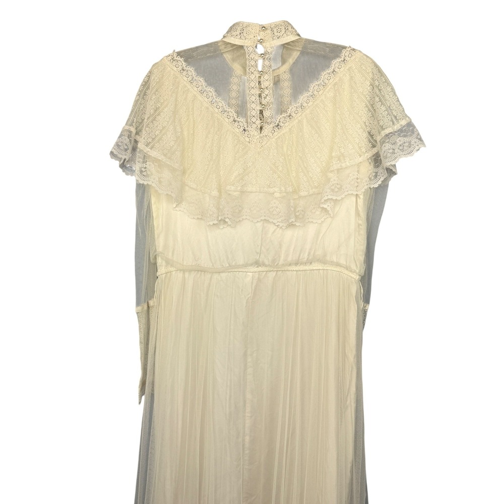 Gunne Sax by Jessica McClintock Vintage Lace Wedding Dress Ivory Maxi Boho 70s - Picture 15 of 16